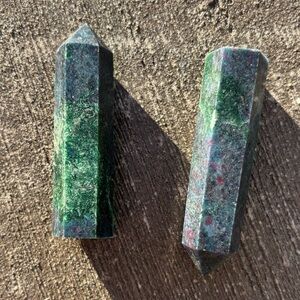 Ruby Fuschite in Kyanite Tower Points (Set of 2) 200g Crystals Gemstones Natural